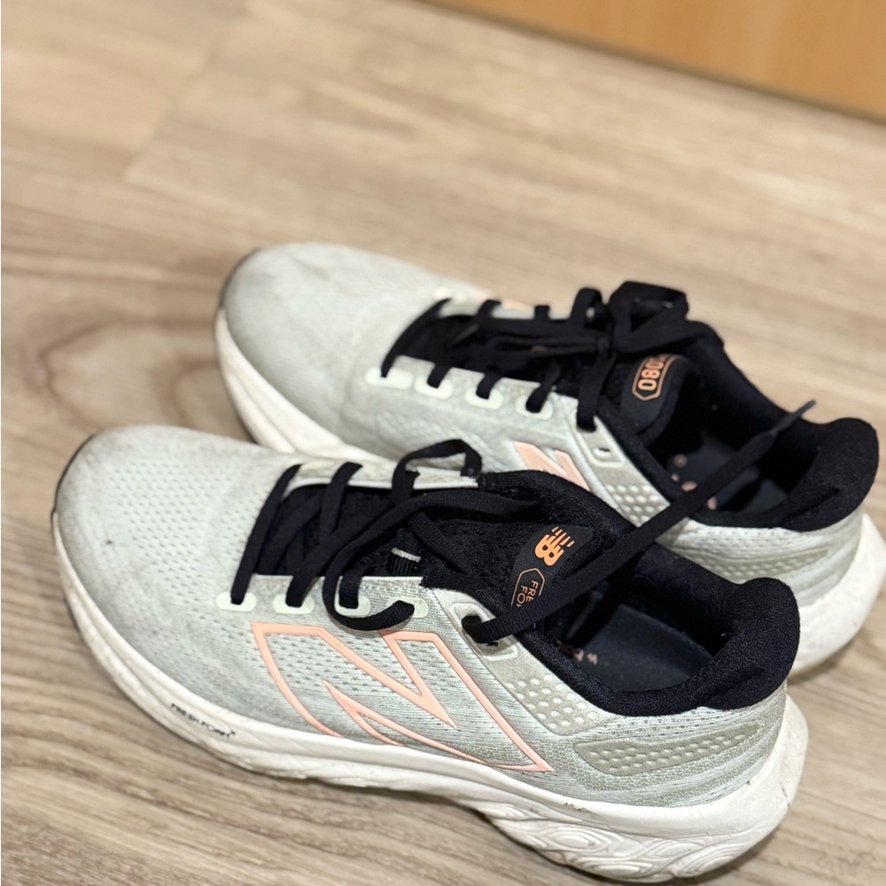 New Balance White and Pink Running Shoes